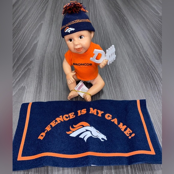 Ashton Drake Denver Broncos Porcelain Doll & Blanket - Picture 1 of 8